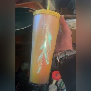 Starbucks Iridescent Yellow Tumbler with Straw